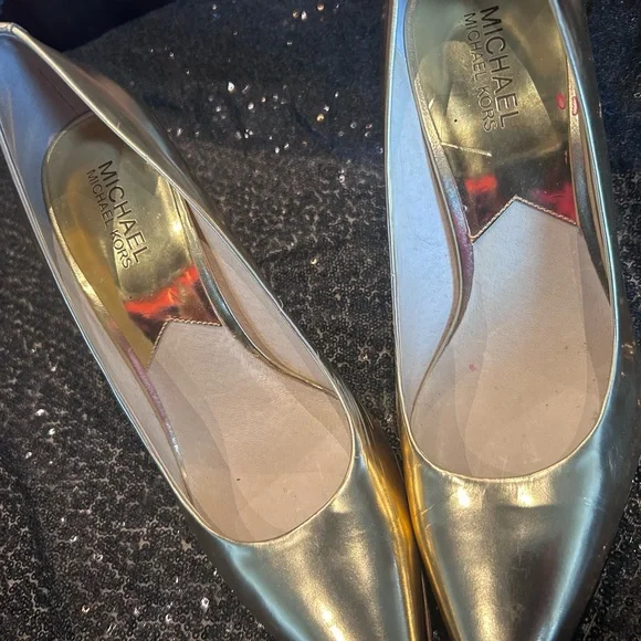 Metallic Blue (INC) color shift (Maurices) and gold (Michel Kors) Heels size 8 - Picture 3 of 11